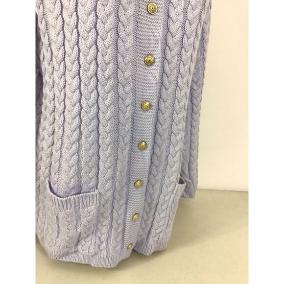Tog Shop Cardigan Sweater Blue Cableknit Womens 1X - Picture 6 of 7